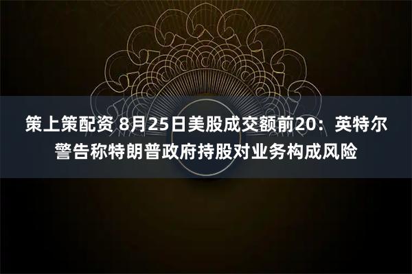策上策配资 8月25日美股成交额前20：英特尔警告称特朗普政府持股对业务构成风险